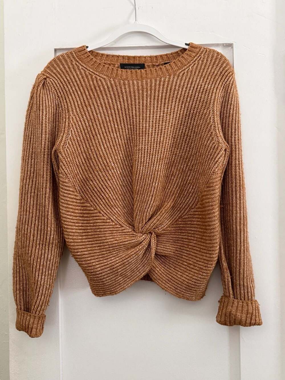 Scotch & Soda Knitted Sweater Size M Brown Twist Front Pullover